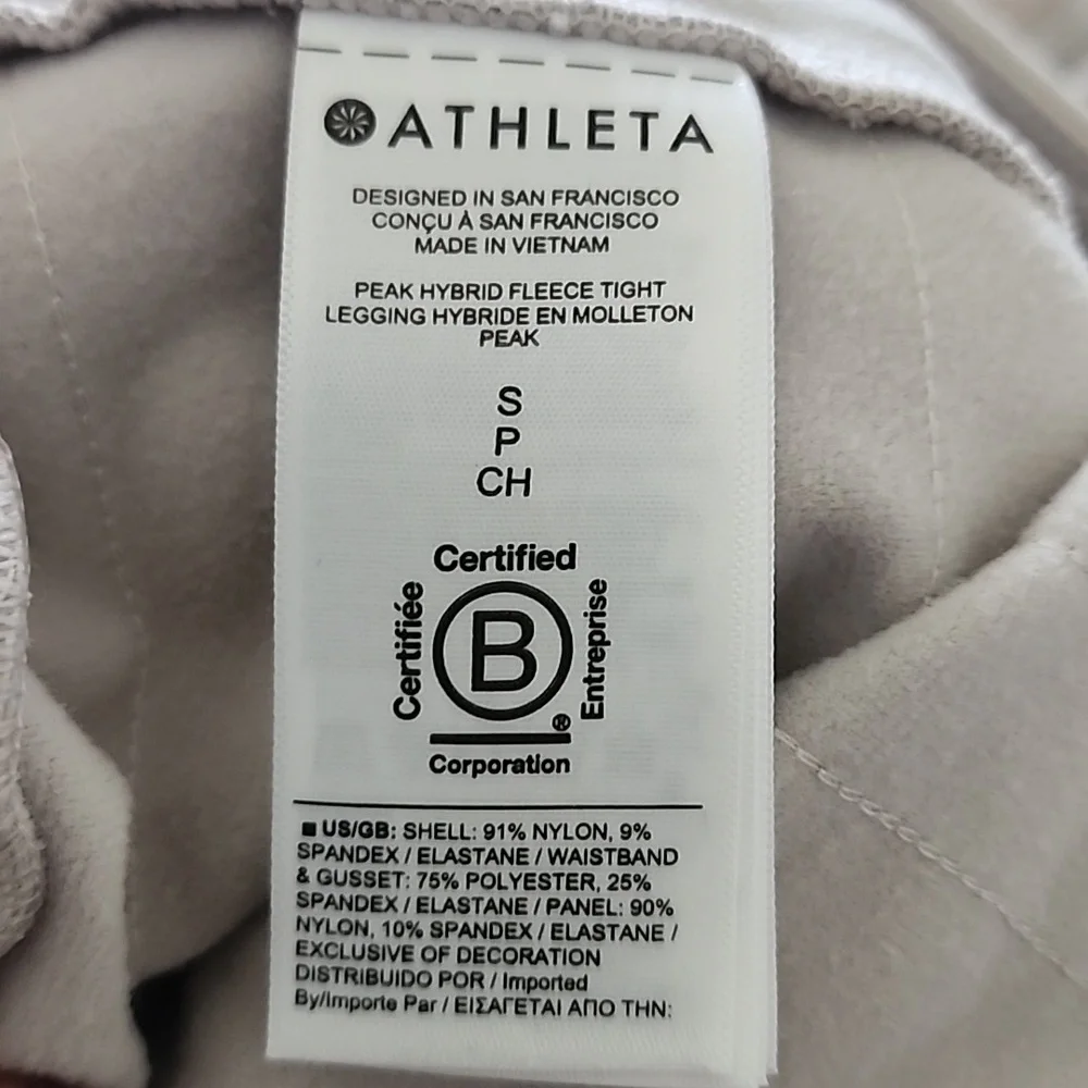 Athleta peak hybrid Fleece tight Size Small